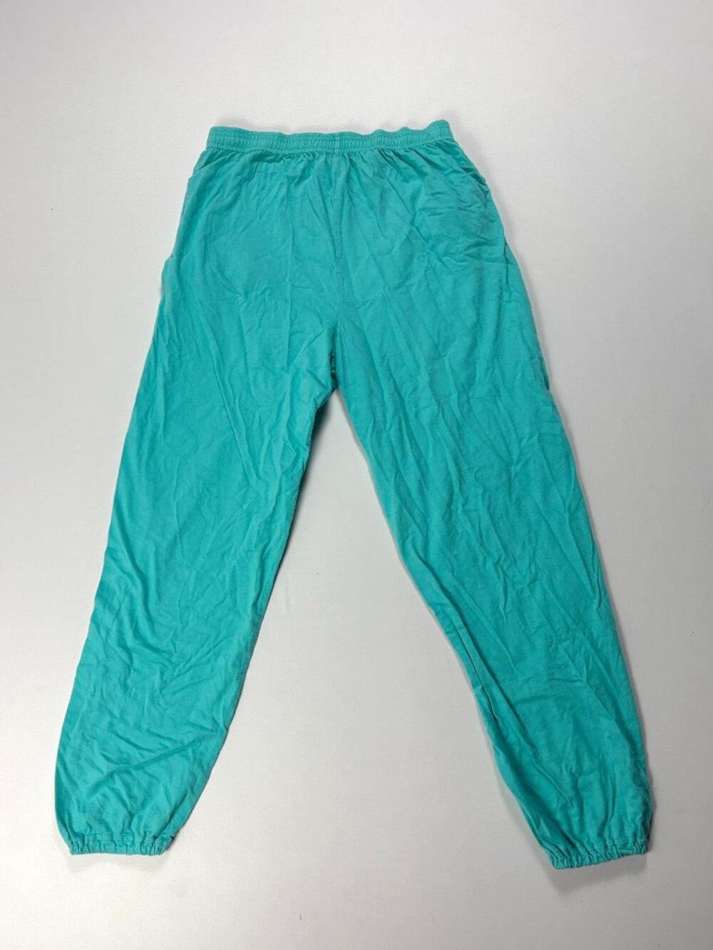 Vintage Russell Athletic Womens Cotton Jogger Pants Teal Blue M Drawstring USA
